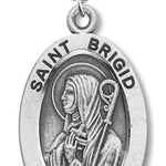 Women's St. Brigid Necklace Oval Sterling Silver with Chain Options - 18&quot; 1.8mm Sterling Silver Chain + Clasp