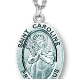 Women's St. Caroline Necklace Oval Sterling Silver with Chain Options - 18&quot; 1.8mm Sterling Silver Chain + Clasp