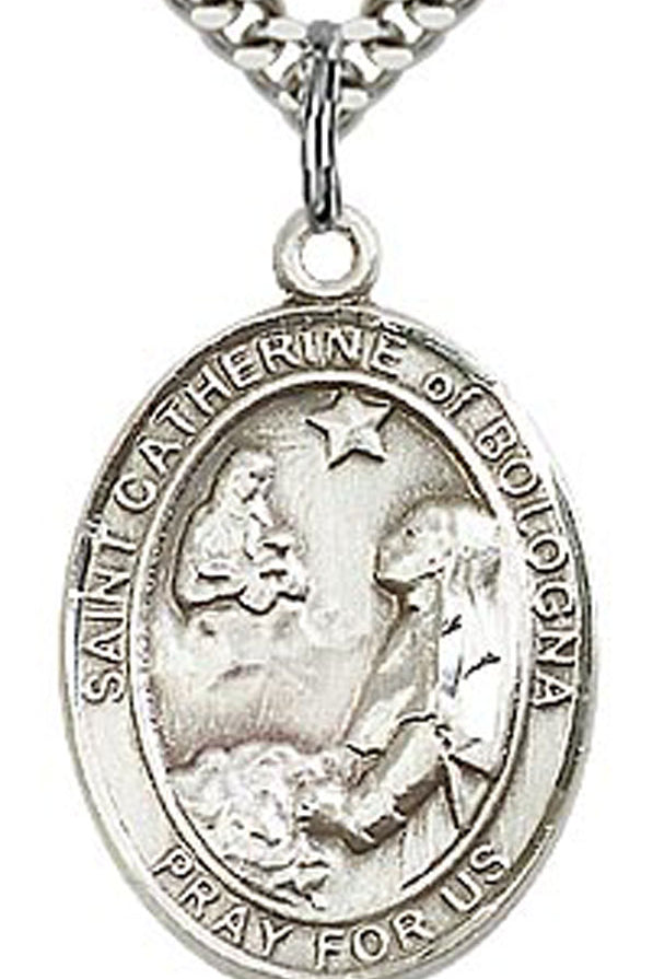 St. Catherine of Bologna Medal, Sterling Silver, Large
