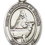 St. Catherine of Sweden Medal, Sterling Silver, Large - No Chain