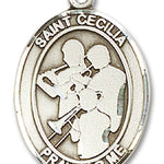 St. Cecilia Marching Band Medal, Sterling Silver, Large - No Chain