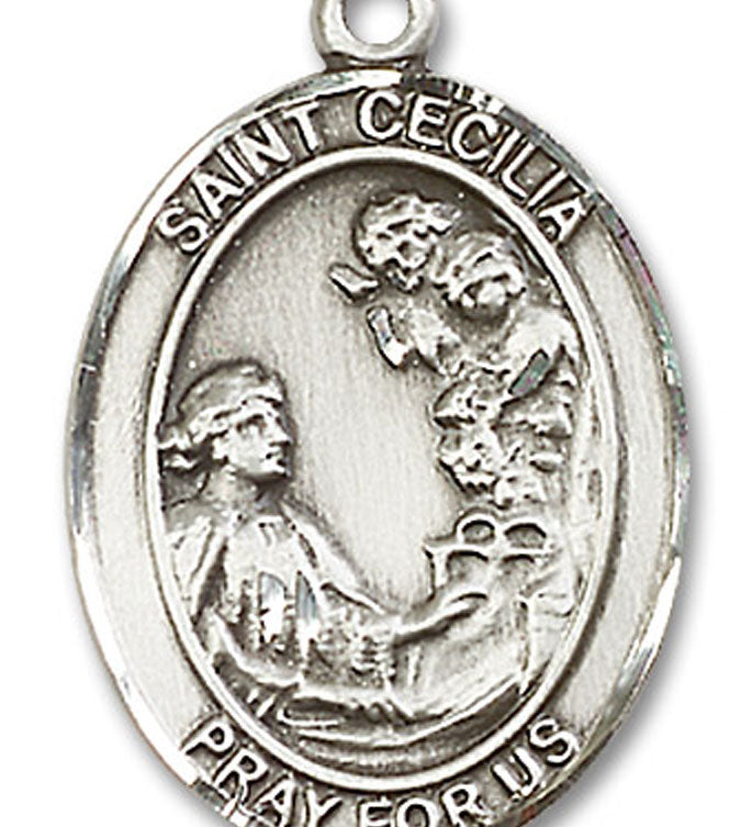 St. Cecilia Medal, Sterling Silver, Large - No Chain