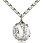 St. Cecilia Medal - 24&quot; 2.4mm Rhodium Plate Chain + Clasp
