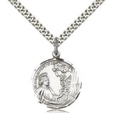 St. Cecilia Medal - 24&quot; 2.4mm Rhodium Plate Chain + Clasp