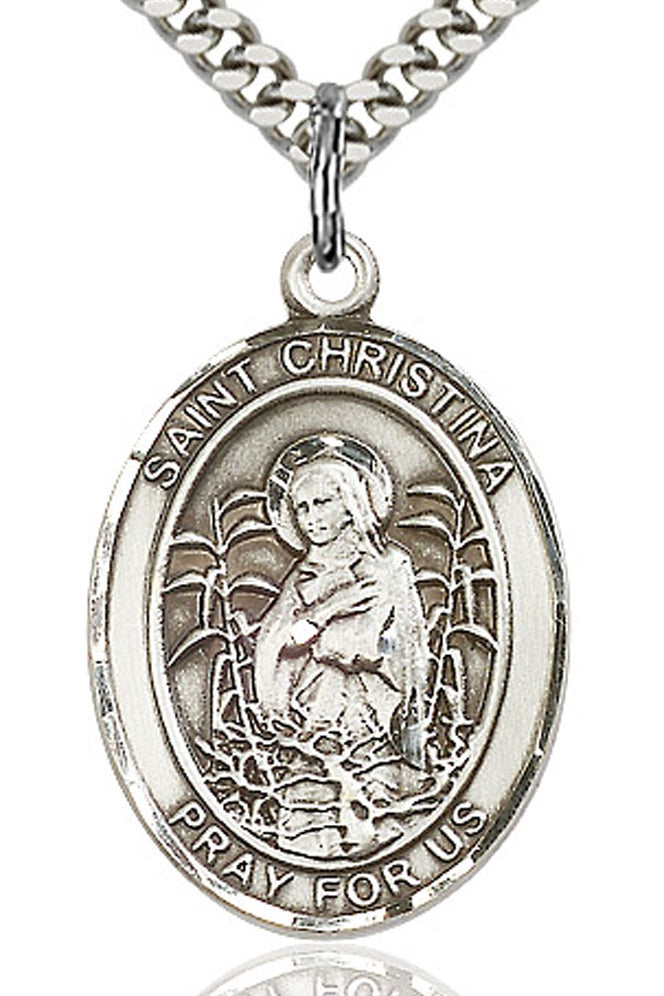 St. Christina the Astonishing Medal, Sterling Silver, Large