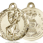 St. Christopher Air Force Medal, Gold Filled - No Chain