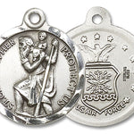St. Christopher Air Force Medal, Sterling Silver - No Chain