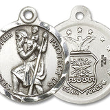 St. Christopher Air Force Medal, Sterling Silver - No Chain