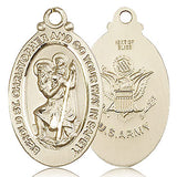 St. Christopher Army Medal, Gold Filled - No Chain