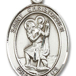 St. Christopher Army Medal, Sterling Silver, Large - No Chain