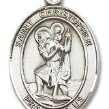 St. Christopher Army Medal, Sterling Silver, Large - No Chain