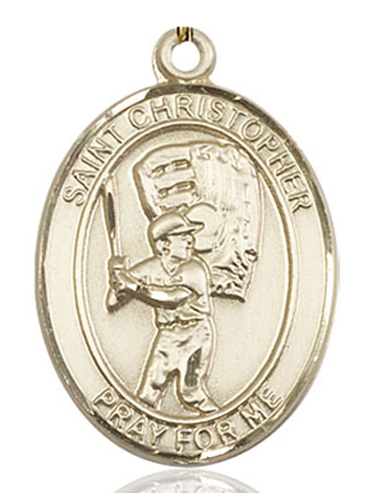 Men's 14kt Gold Filled Saint Christopher Baseball Necklace - No Chain