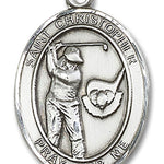 St. Christopher Golf Medal, Sterling Silver, Large - No Chain