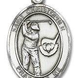 St. Christopher Golf Medal, Sterling Silver, Large - No Chain