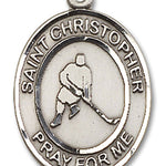 St. Christopher Ice Hockey Medal, Sterling Silver, Large - No Chain