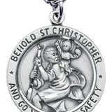 Men's Sterling Silver Round Saint Christopher Necklace