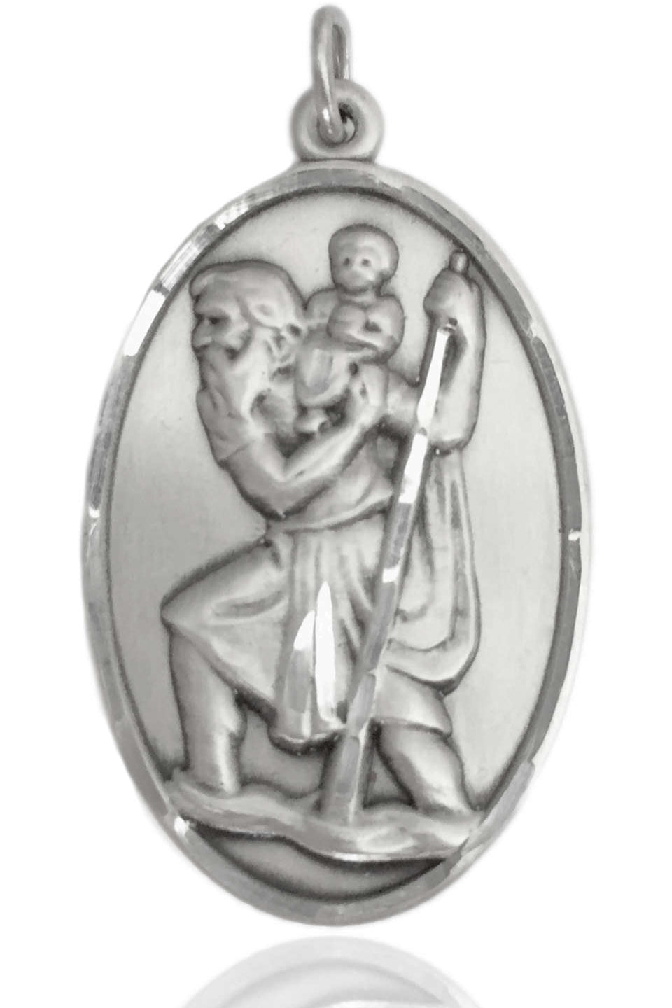   Men's Large Silver Silver Saint Christopher Medal - No Chain