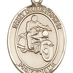 St. Christopher Motorcycle Medal, Gold Filled, Large - No Chain