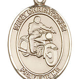 St. Christopher Motorcycle Medal, Gold Filled, Large - No Chain