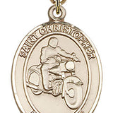 St. Christopher Motorcycle Medal, Gold Filled, Large