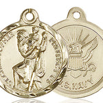 St. Christopher Navy Medal, Gold Filled - No Chain