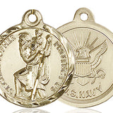 St. Christopher Navy Medal, Gold Filled - No Chain