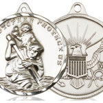 Large St. Christopher Navy Medal, Sterling Silver - No Chain