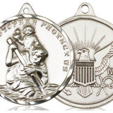 Large St. Christopher Navy Medal, Sterling Silver - No Chain