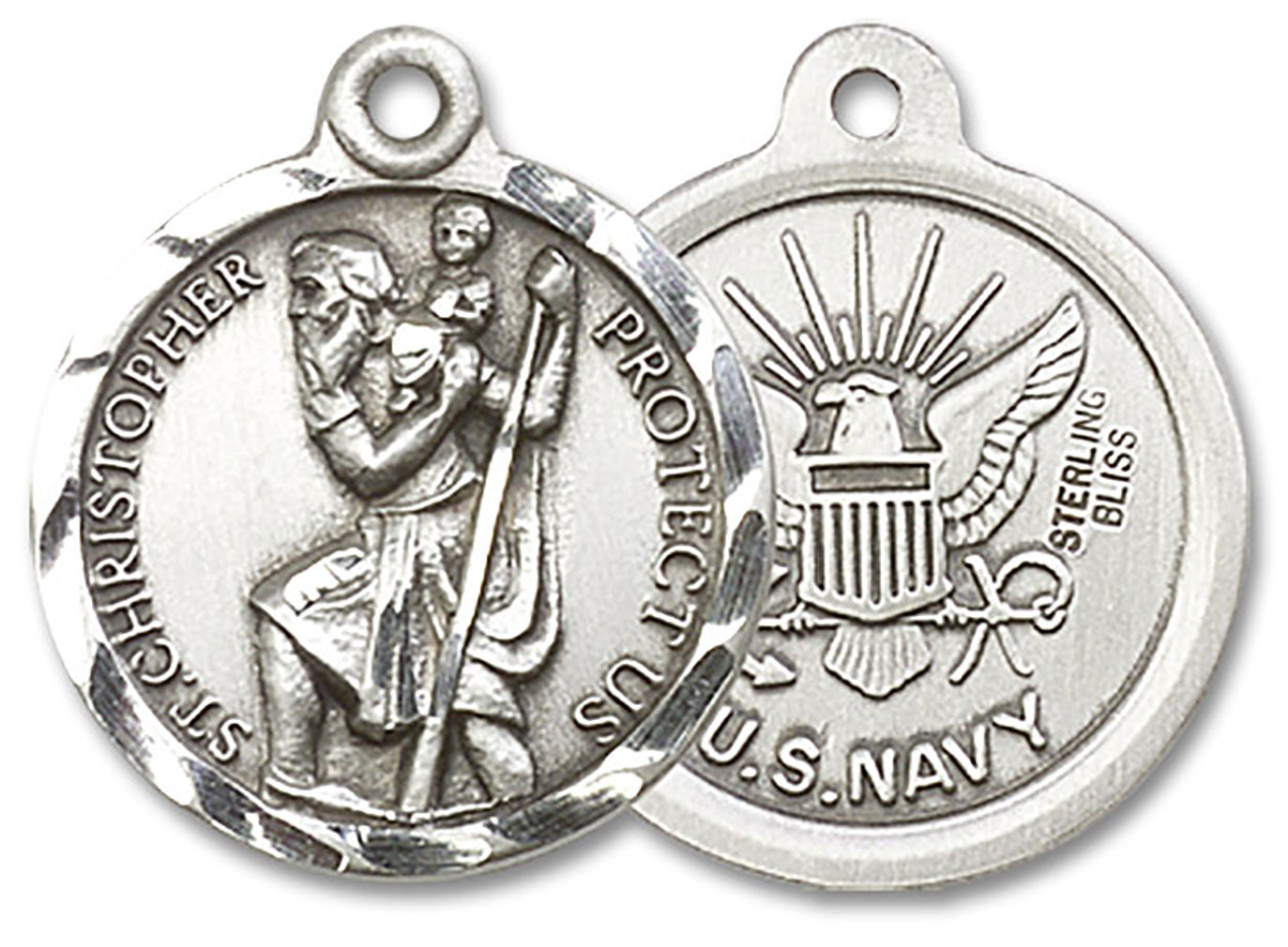 St. Christopher Navy Medal, Sterling Silver - No Chain