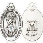 St. Christopher Navy Medal, Sterling Silver - No Chain