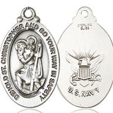 St. Christopher Navy Medal, Sterling Silver - No Chain