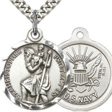 St. Christopher Navy Medal, Sterling Silver