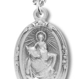 Women's Sterling Silver Oval Saint Christopher Necklace with Chain Options