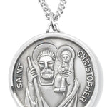 Women's St. Christopher Necklace, Sterling Silver with Chain Options - 18&quot; 1.8mm Sterling Silver Chain + Clasp