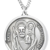 Women's St. Christopher Necklace, Sterling Silver with Chain Options - 18&quot; 1.8mm Sterling Silver Chain + Clasp