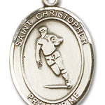 St. Christopher Rugby Medal, Sterling Silver, Large - No Chain