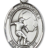 St. Christopher Soccer Medal, Sterling Silver, Large - No Chain