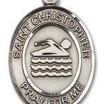 St. Christopher Swimming Medal, Sterling Silver, Large - No Chain