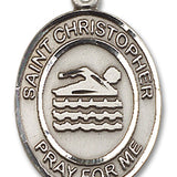 St. Christopher Swimming Medal, Sterling Silver, Large - No Chain