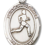 St. Christopher Track and Field Medal, Sterling Silver, Large - No Chain