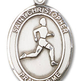 St. Christopher Track and Field Medal, Sterling Silver, Large - No Chain