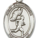 St. Christopher Track and Field Medal, Sterling Silver, Large - No Chain