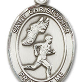 St. Christopher Track and Field Medal, Sterling Silver, Large - No Chain
