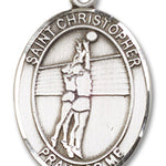 St. Christopher Volleyball Medal, Sterling Silver, Large - No Chain