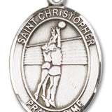 St. Christopher Volleyball Medal, Sterling Silver, Large - No Chain