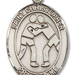 St. Christopher Wrestling Medal, Sterling Silver, Large - No Chain