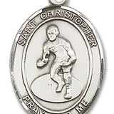 St. Christopher Wrestling Medal, Sterling Silver, Large - No Chain