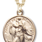 Men's 14kt Gold Plated Saint Christopher &amp; Saint Raphael Necklace + 24 Inch Gold Plated Endless Chain - Gold-tone