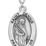 Boy's St. Dennis Necklace Oval Sterling Silver with Chain - 20&quot; 2.2mm Stainless Steel Chain with Clasp