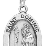 Men's Saint Dominic Sterling Silver Oval Necklace with Chain Options - 24&quot; Sterling Silver Chain + Clasp